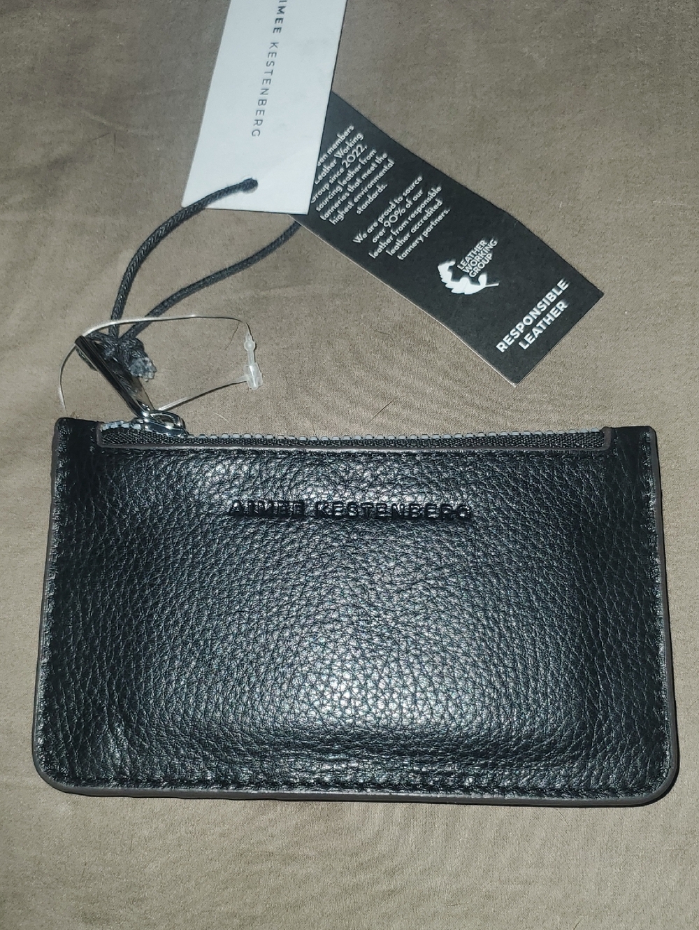 Aimee Kestenberg Black Pebbled Leather Zip Card Case